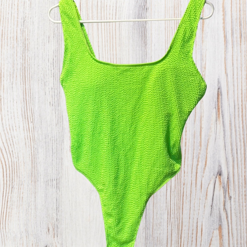 Showy Vibrant Green One Piece Swimsuit